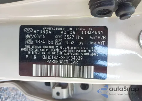 2015 Hyundai Accent Gls from USA, damaged, VIN KMHCT4AE2FU934339